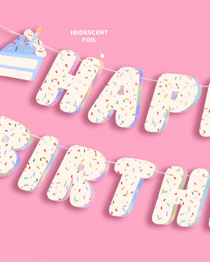 Sprinkles Birthday Banner | confetti, iridescent, party