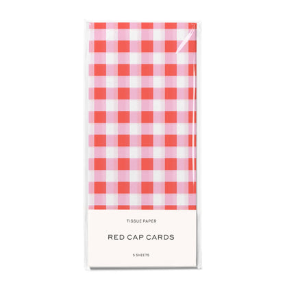 Red and Pink Gingham tissue paper: 5 Sheets