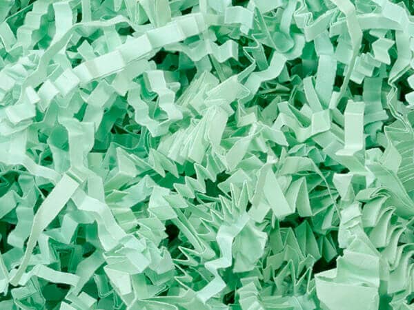 Crinkle Cut Paper Shred Small Packs: 1 Pack / 8 oz Bag / White & Iridescent