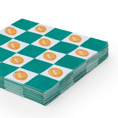 Football Green Checker Game Day Napkins (Set of 20)