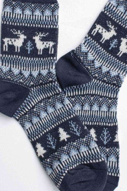 Holiday Deer Casual Socks: Beige