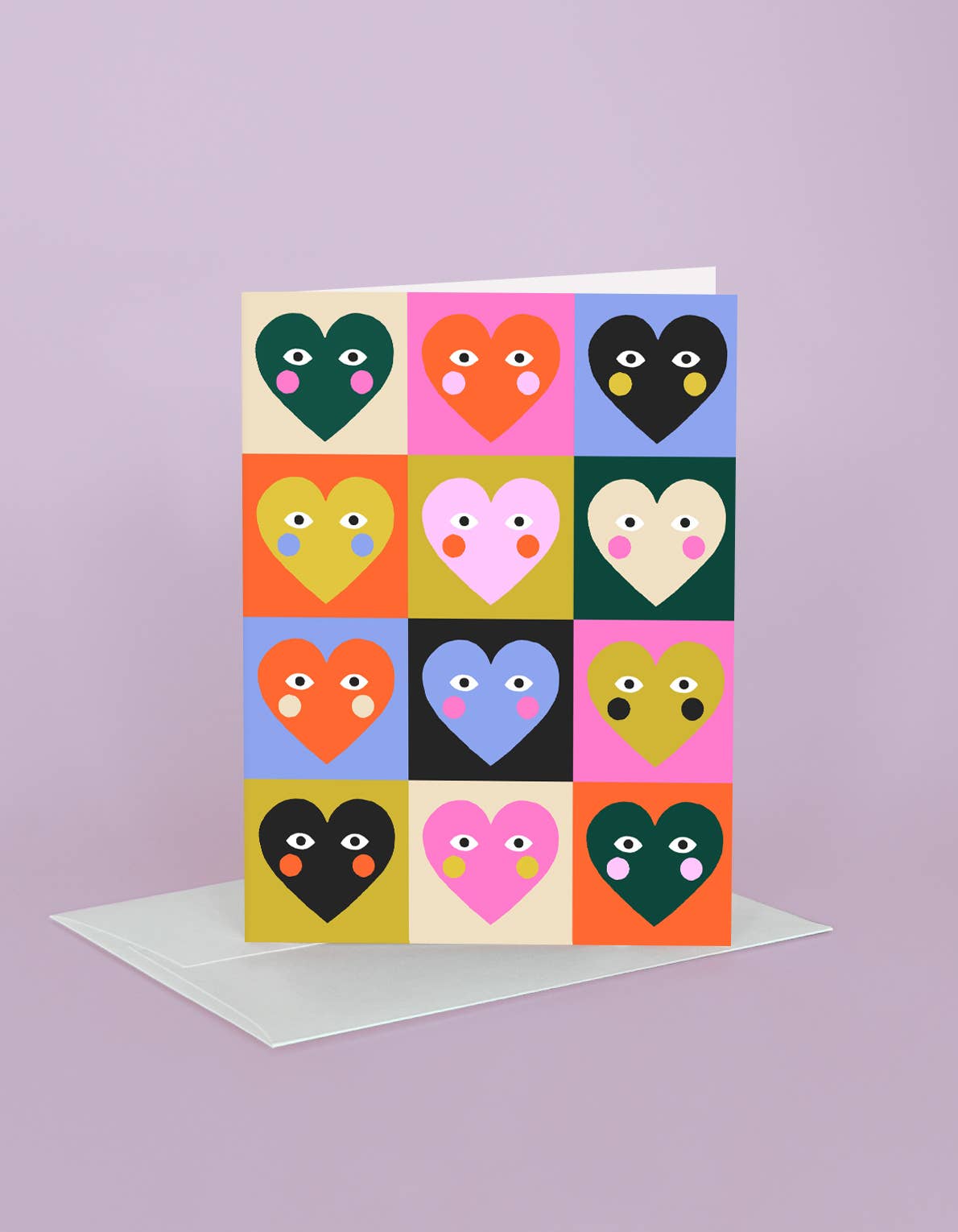 Love & Friendship Greeting Card | Checkerboard Hearts: Single Card