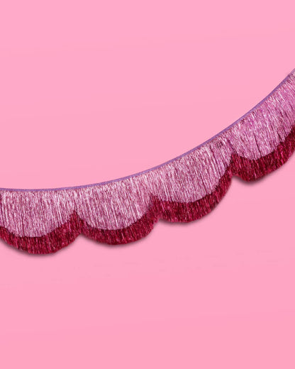Pink Scalloped Fringe Banner | pink decor, birthday party