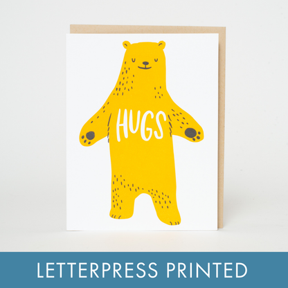 Sympathy Bear Hugs Letterpress Greeting Card by Hello!Lucky: Plastic sleeve