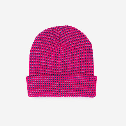 Simple Grid Knit Beanie: Stone Blue
