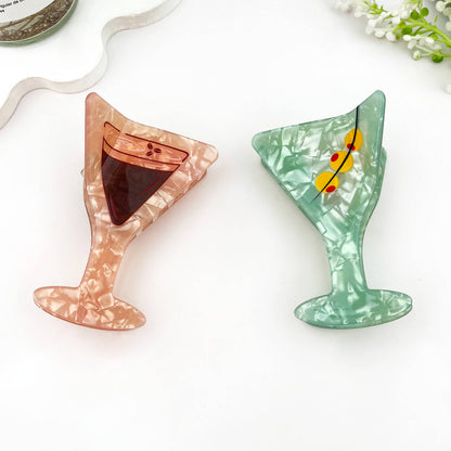 Fresh Cocktail Print Creative Hair Claw Clip: Green