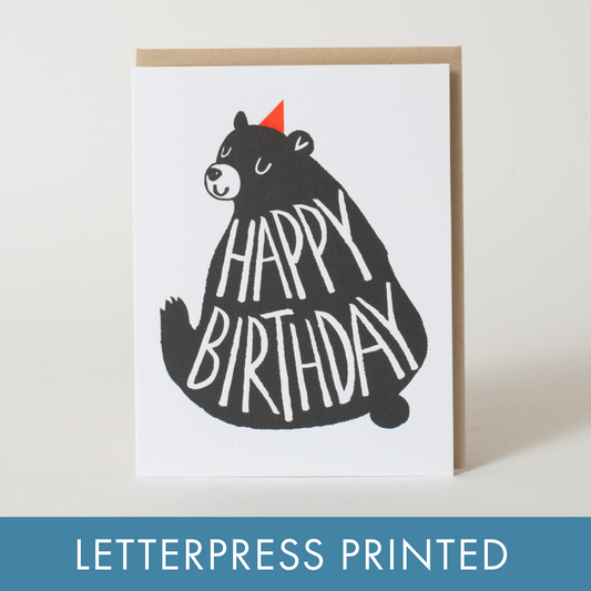Black Bear Birthday Greeting Card by Fugu Fugu