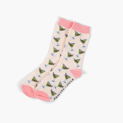 Pink Colorblock Martini Crew Socks