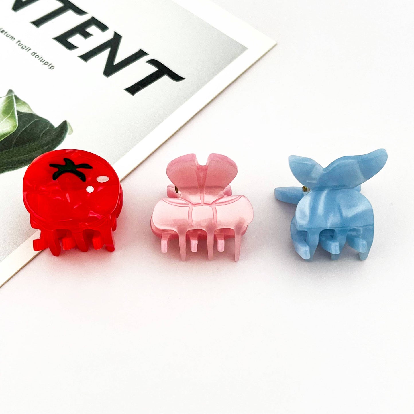 Mini Pepper Strawberry Tomato Claw Clip Summer Fruit: Red