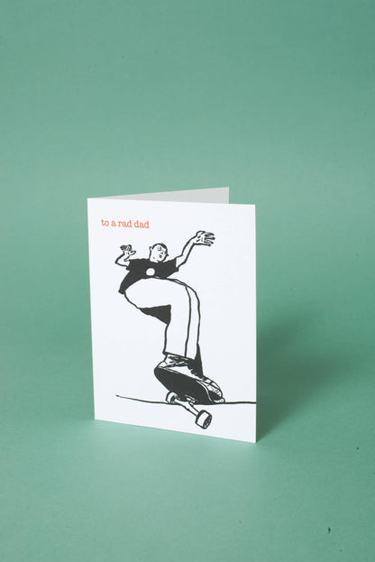 Rad Skater Dad Greeting Card by Russ Pope: Plastic sleeve