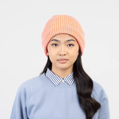 Simple Grid Knit Beanie: Fuchsia