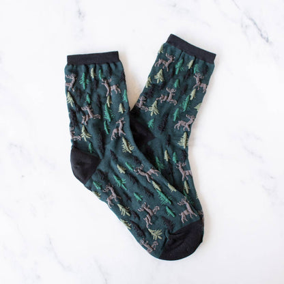 Christmas Casual Crew Socks for Holiday: Olive