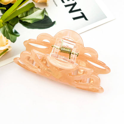 Minimal Geometric Hollow Flower Hair Claw Clip: Pink