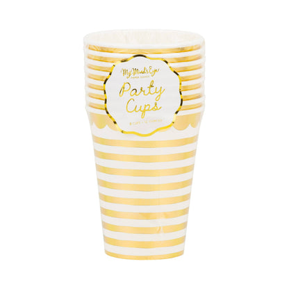 PLGBD10 - Gold Stripes Party Cups