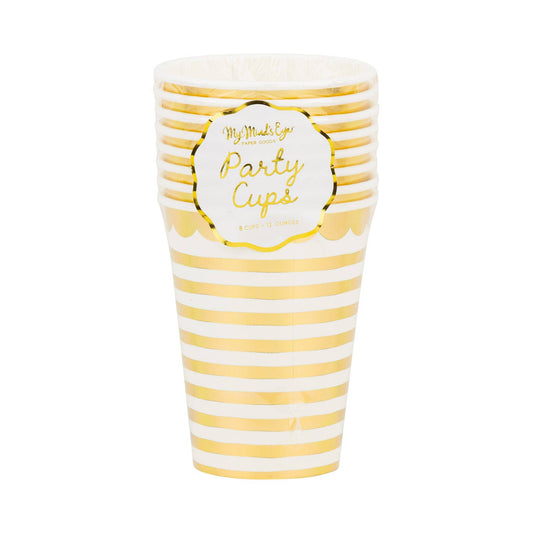 Gold Stripes Party Cups