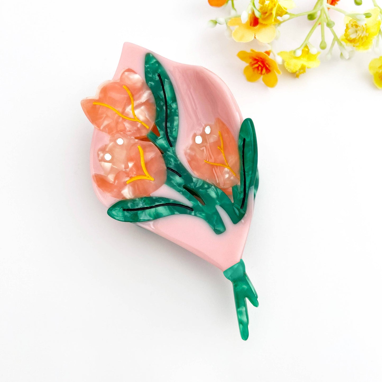 Bouquet Acetate Floral Hair Claw Clip: Pink