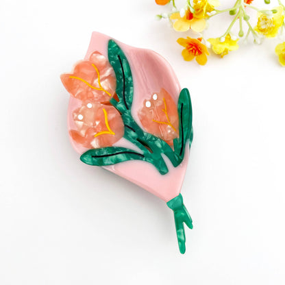 Bouquet Acetate Floral Hair Claw Clip: Pink