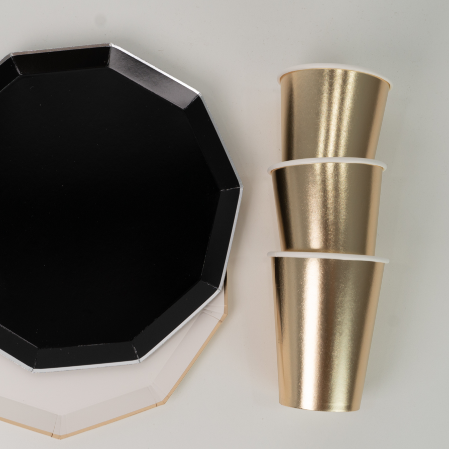Gold Foil Party Cups (12 oz, Set of 8)