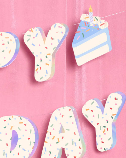 Sprinkles Birthday Banner | confetti, iridescent, party