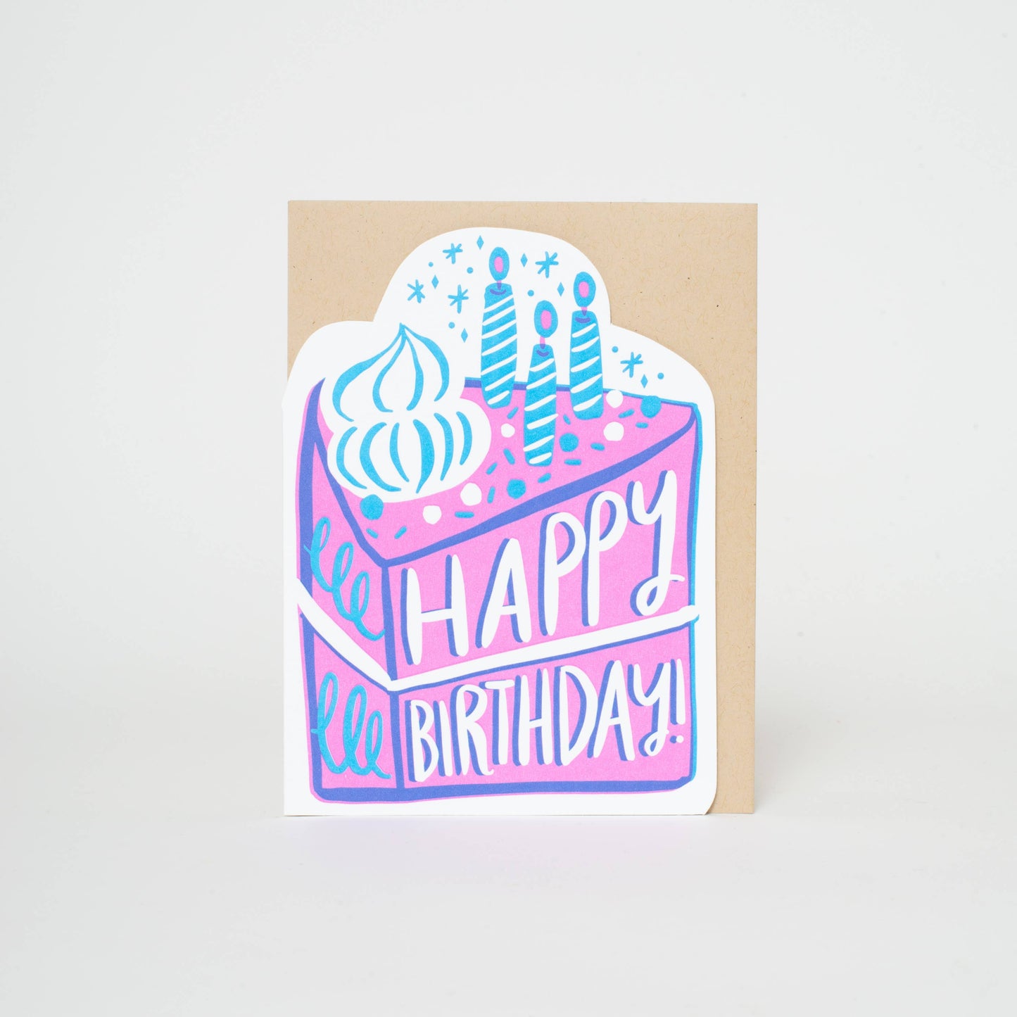 Birthday Cake Die-cut Letterpress Greeting Card by Hello!Lucky: Plastic sleeve
