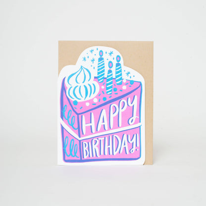 Birthday Cake Die-cut Letterpress Greeting Card by Hello!Lucky: Plastic sleeve