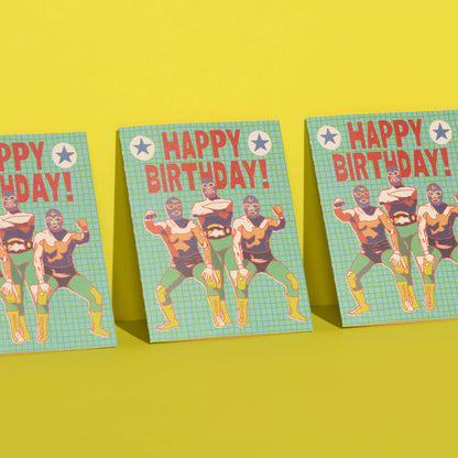 Luchador Birthday greeting card: Single