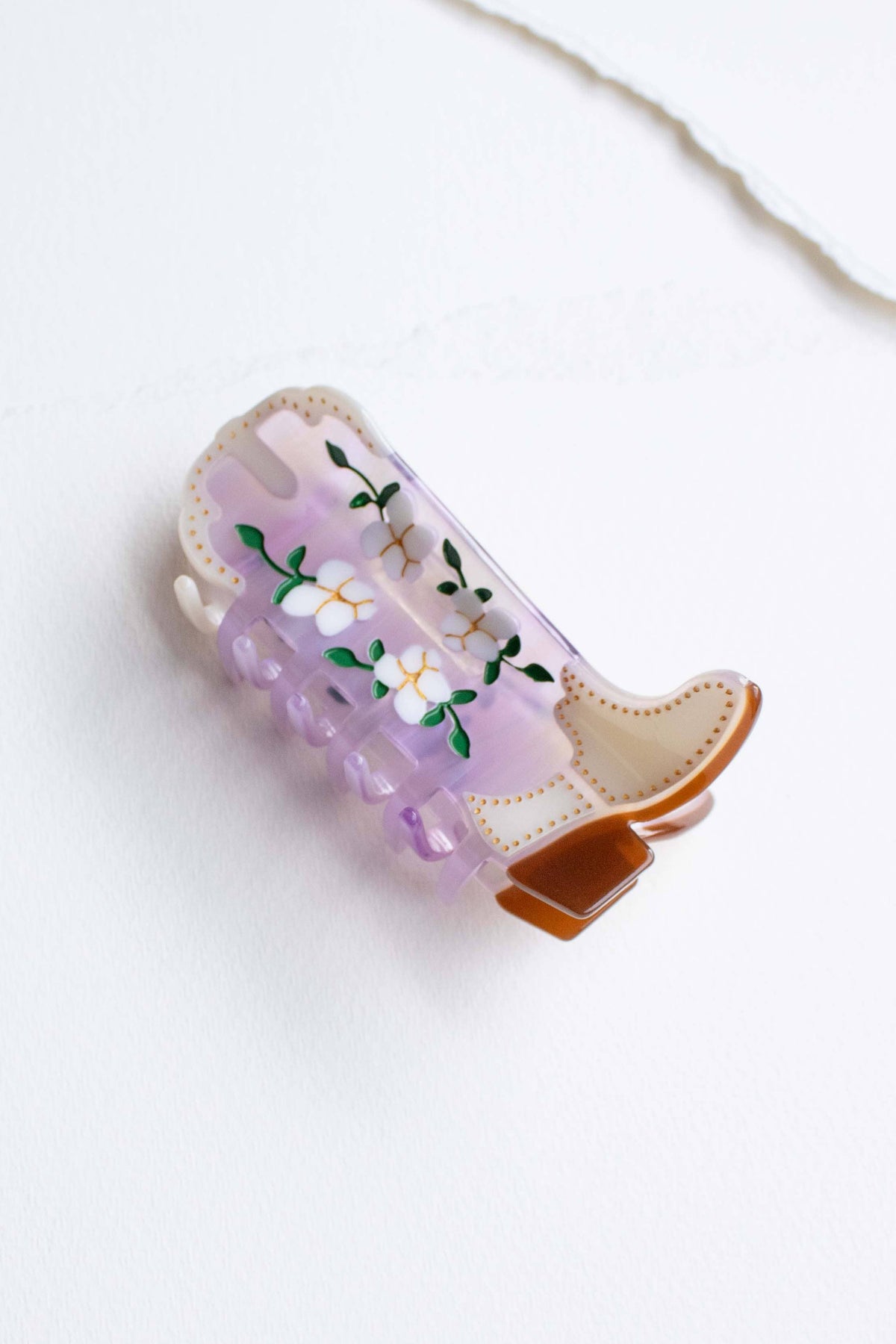 Floral Western Boot Design Featuring Magnolia Blossoms: Camel