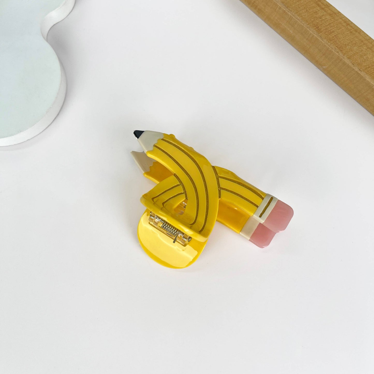 Acetate pencil hair claw clip: Yellow