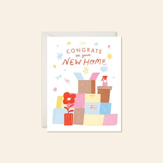 Unpacking Boxes – New Home Congratulations Card