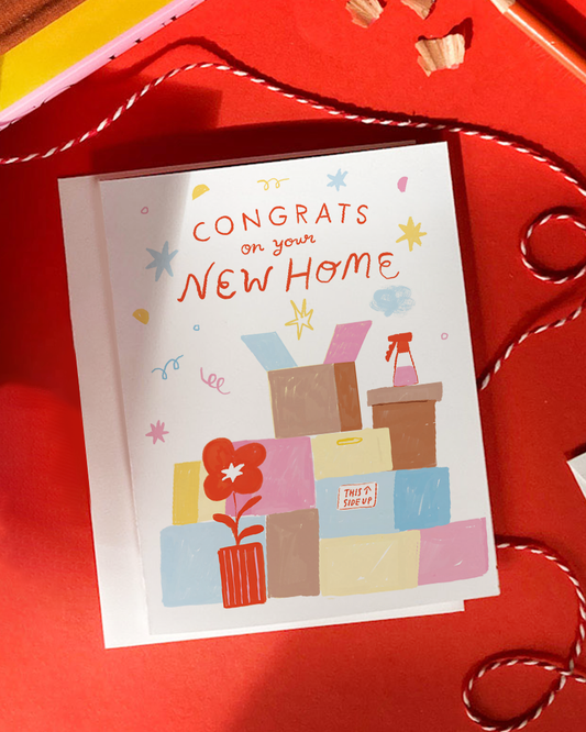 Unpacking Boxes – New Home Congratulations Card