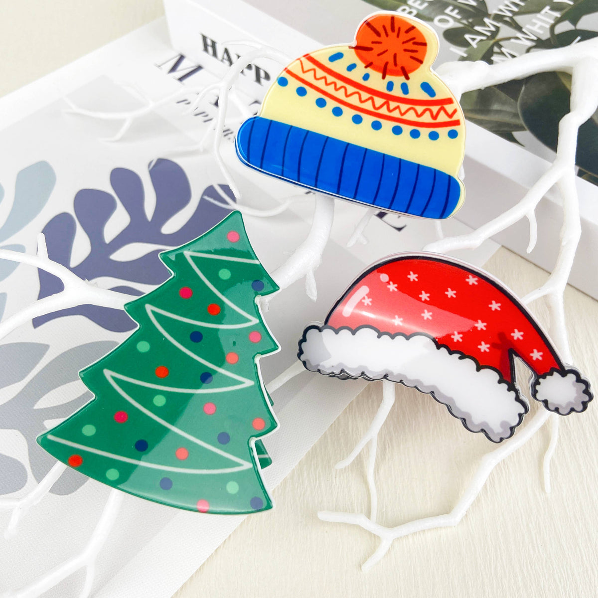 Christmas  Santa Hair Claw Clip,Christmas  tree Hair clip: B20-1-20