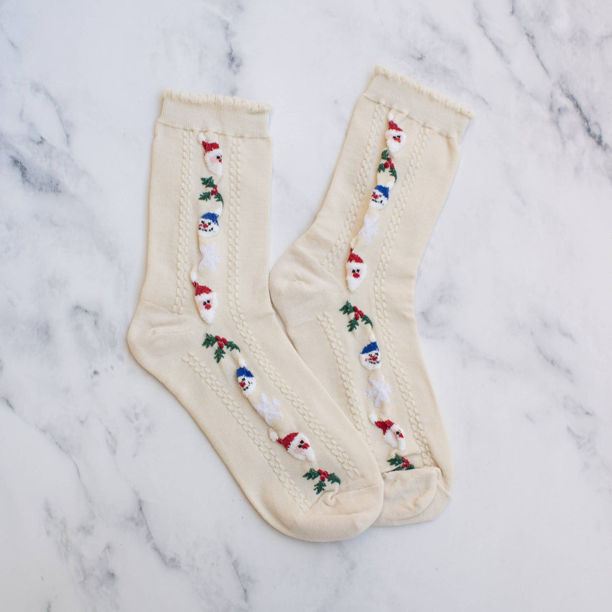 Women's Happy Holidays Everyday Socks: Cream