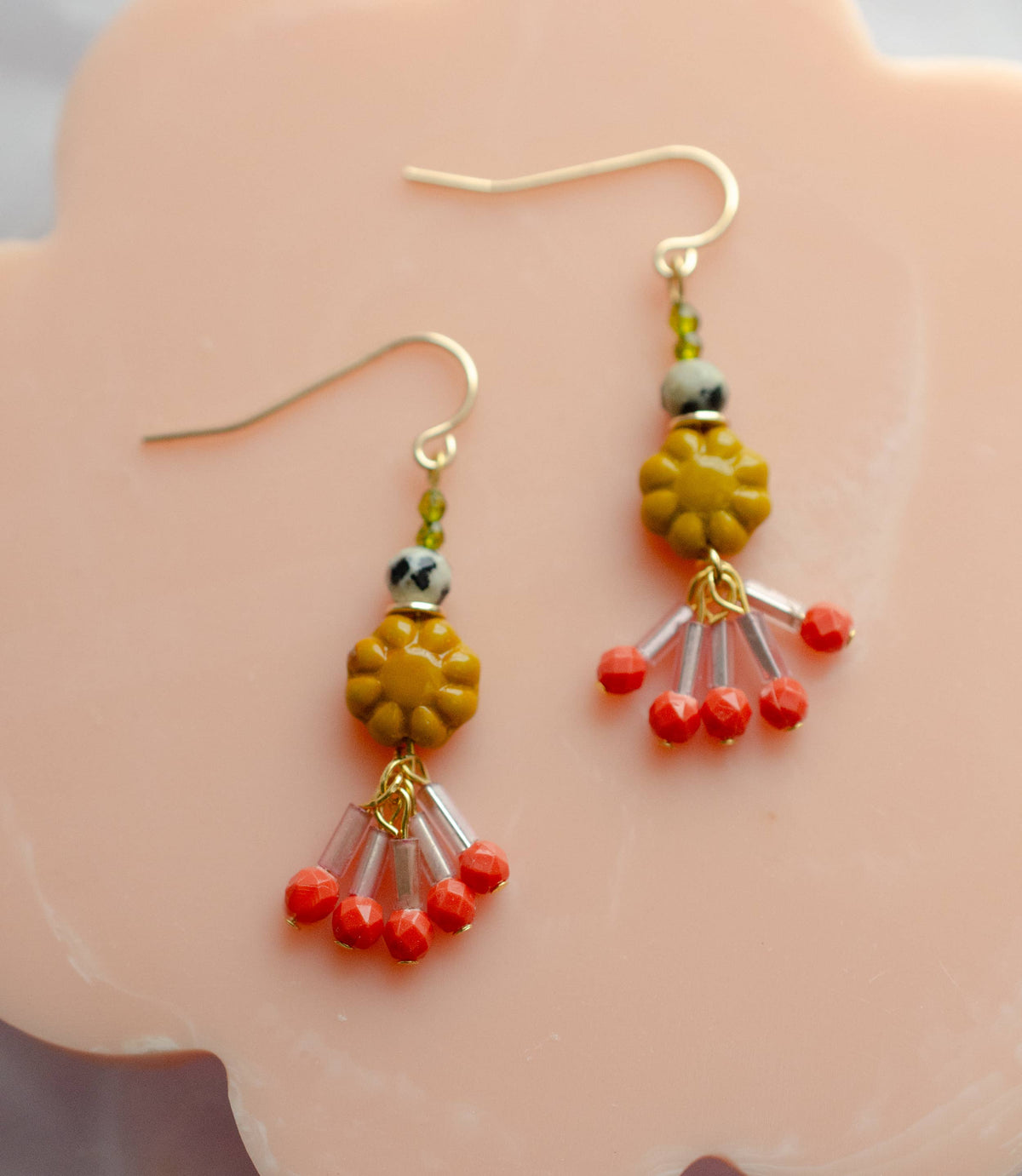 Gold Filled Yellow Flower Dangle Earrings