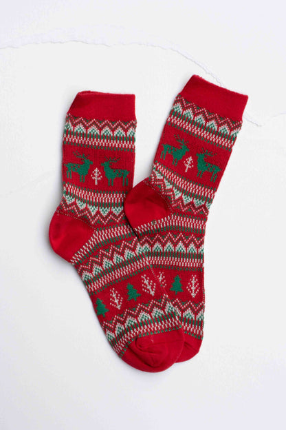 Holiday Deer Casual Socks: Beige