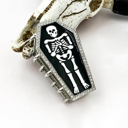 Gothic Rhinestone Dark Style Skull Hair Claw Clip: Black