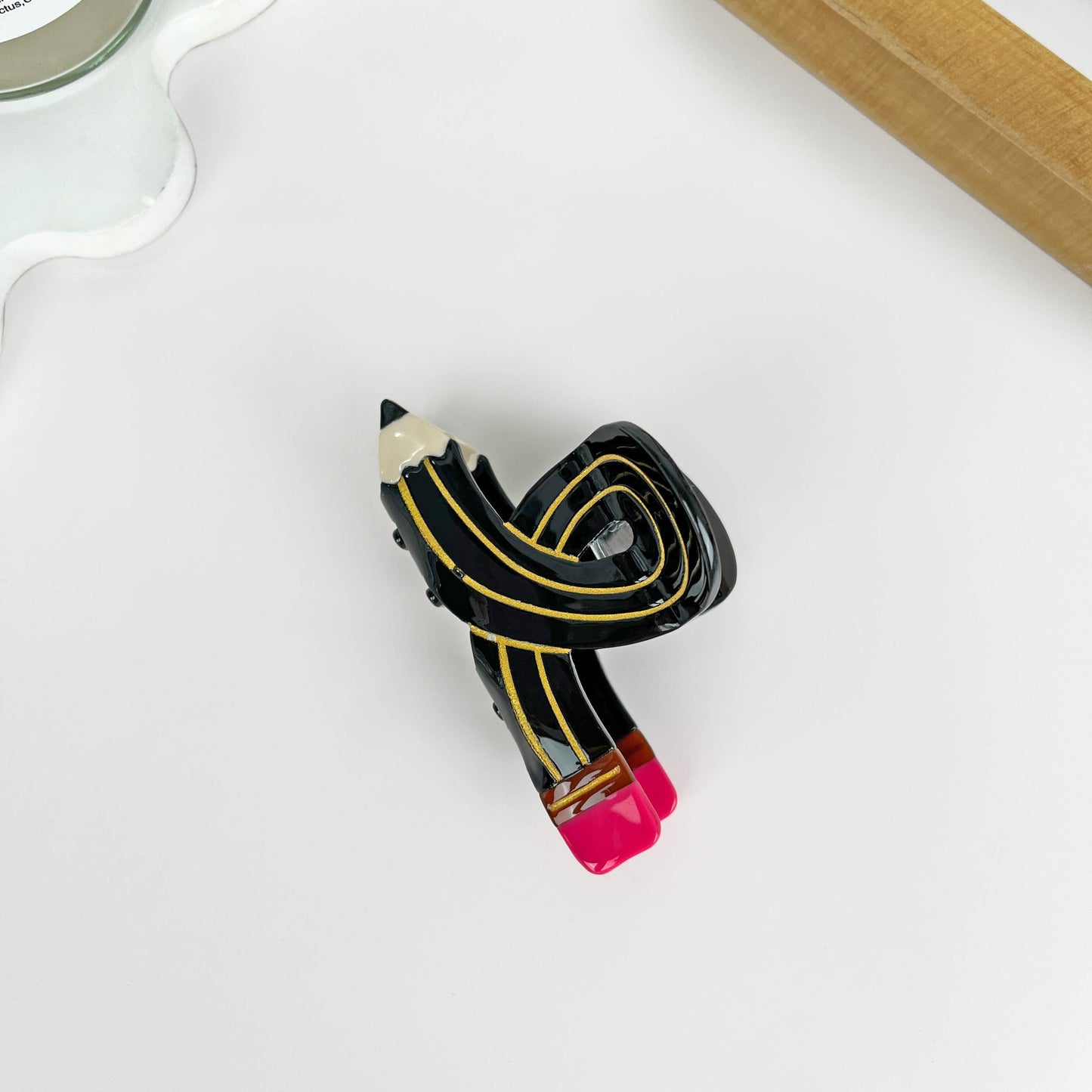 Acetate pencil hair claw clip: Yellow