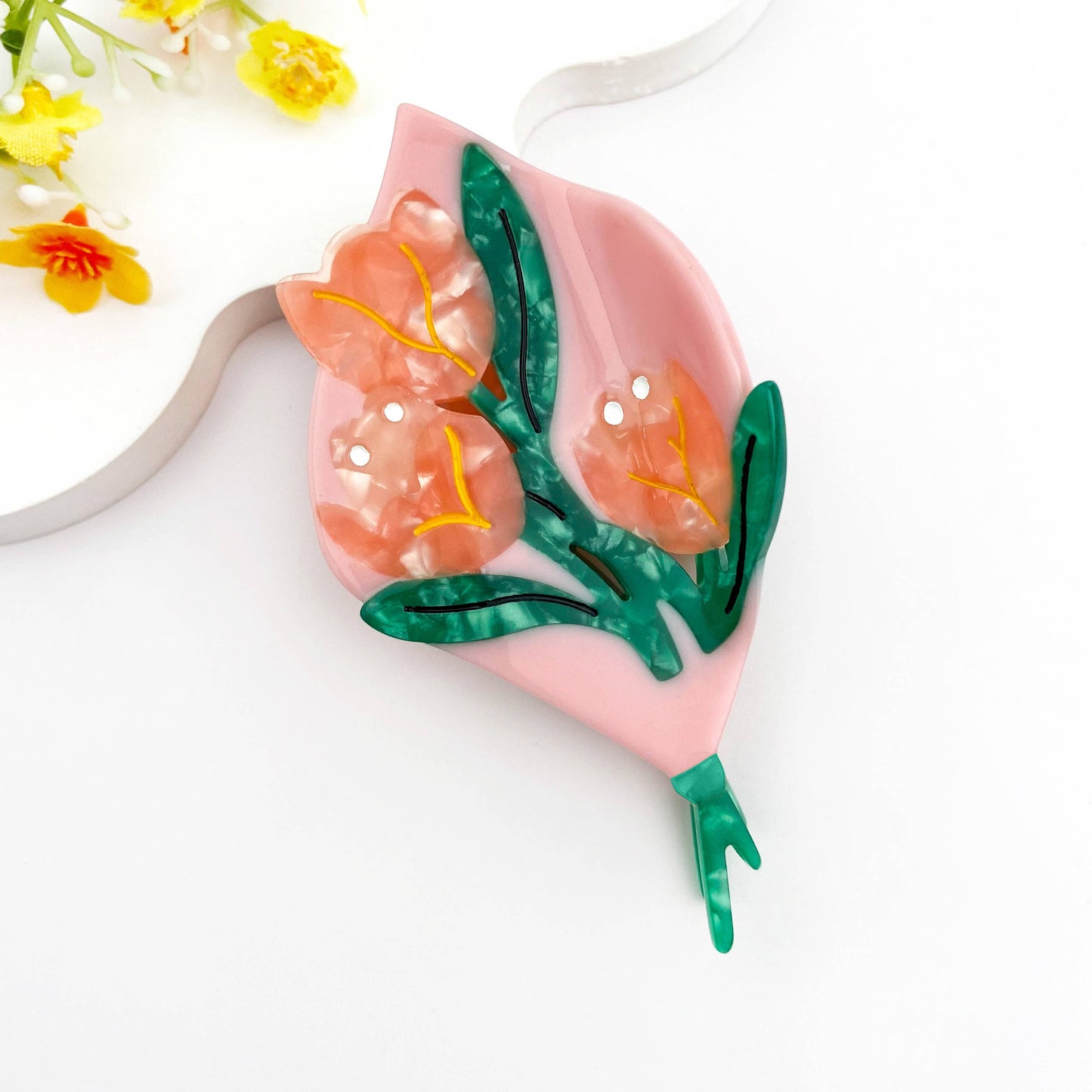 Bouquet Acetate Floral Hair Claw Clip: Pink