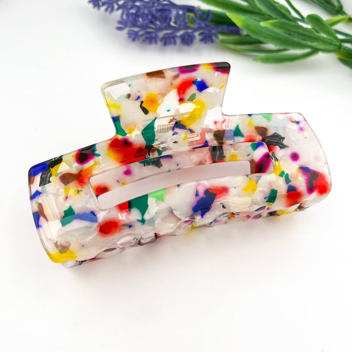 Hollow Floral Square Hair Claw Clip Geometric Minimal: Colorful