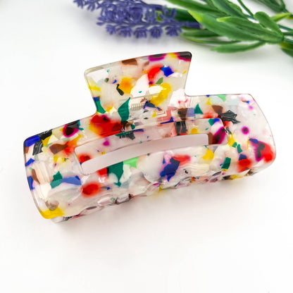 Hollow Floral Square Hair Claw Clip Geometric Minimal: Colorful