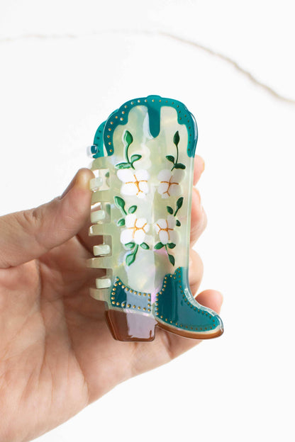 Magnolia Blossoms Western Boots Claw Clip: Lavender