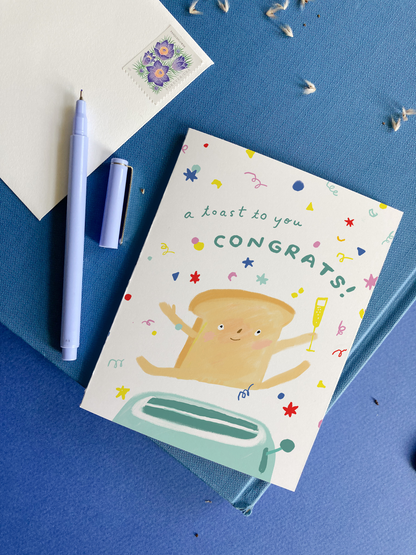 Toast Congrats – Food Pun Congratulations Card