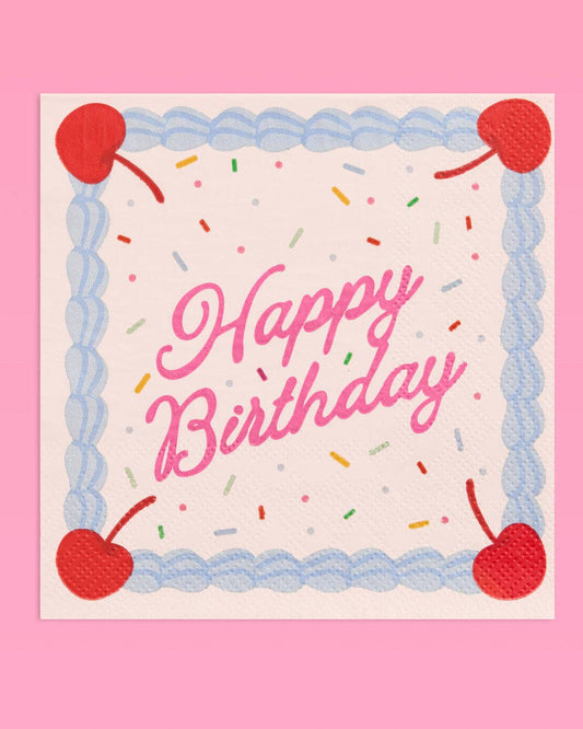 Happy Birthday Napkins | sprinkles, cake, cherry, party