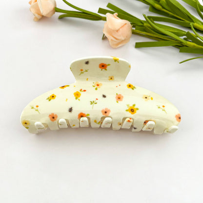 Spring Floral Print Acetate Claw Clip-Summer Gift: Beige