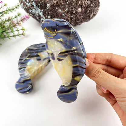 Manatee Acetate Claw Clip: Gray
