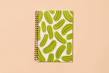 Letterpress A5 Spiral Notebook—Pickles (Trendy, Summer)