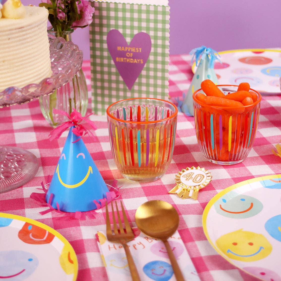 Happy Face Party Hats - 5 Pack | Birthday Party Supplies |