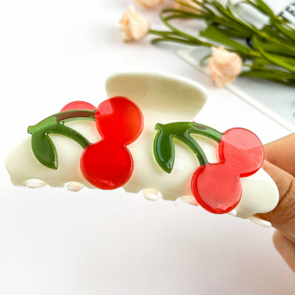 Red Cherry Decor Acetate Hair Claw Clip Fruit-Inspired : Cherry