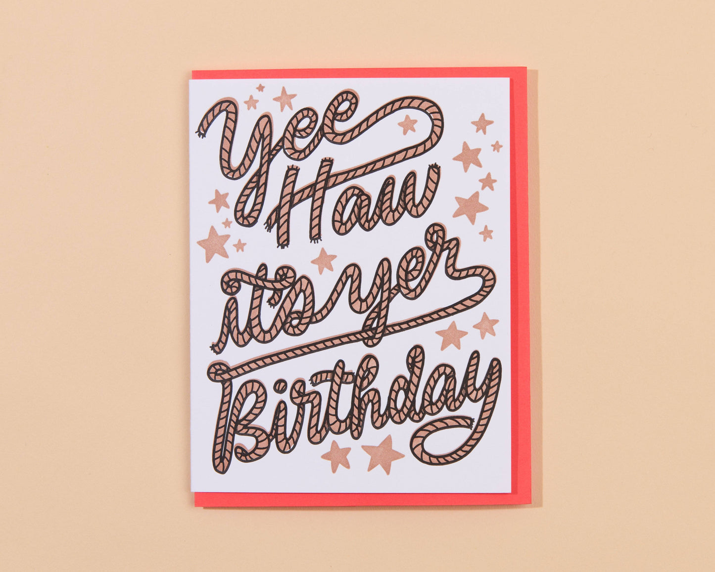 Letterpress Birthday  Card—Yee Haw (Lasso, Western)