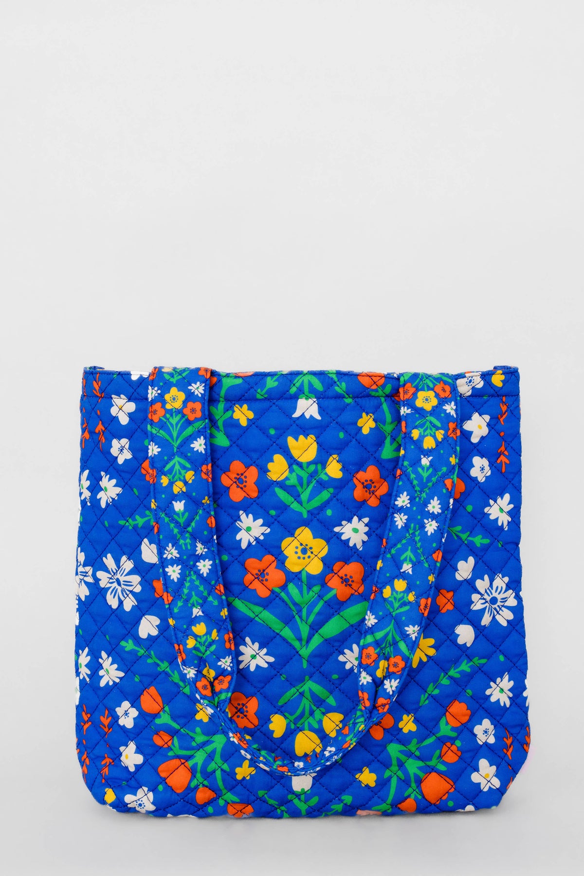 Quilted Tote, Blue Scandinavian Floral