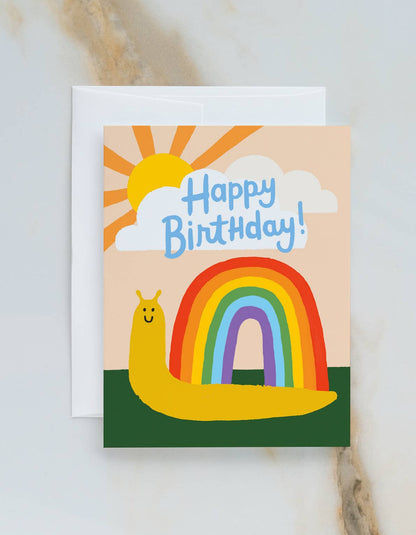Snail Rainbow Birthday Greeting Card